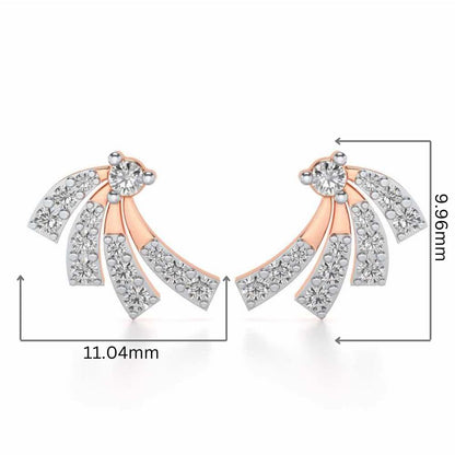 Spiral Streaks Silver Earrings - Rose Gold - Image 2