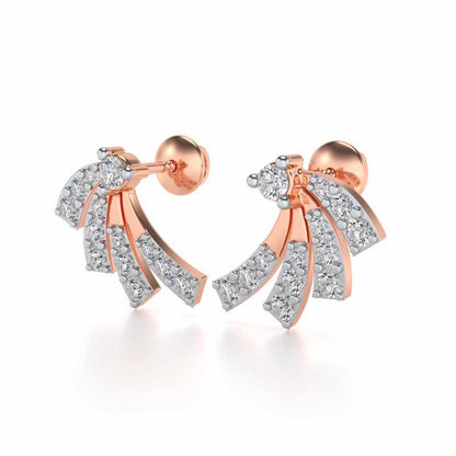 Spiral Streaks Silver Earrings - Rose Gold - Image 3