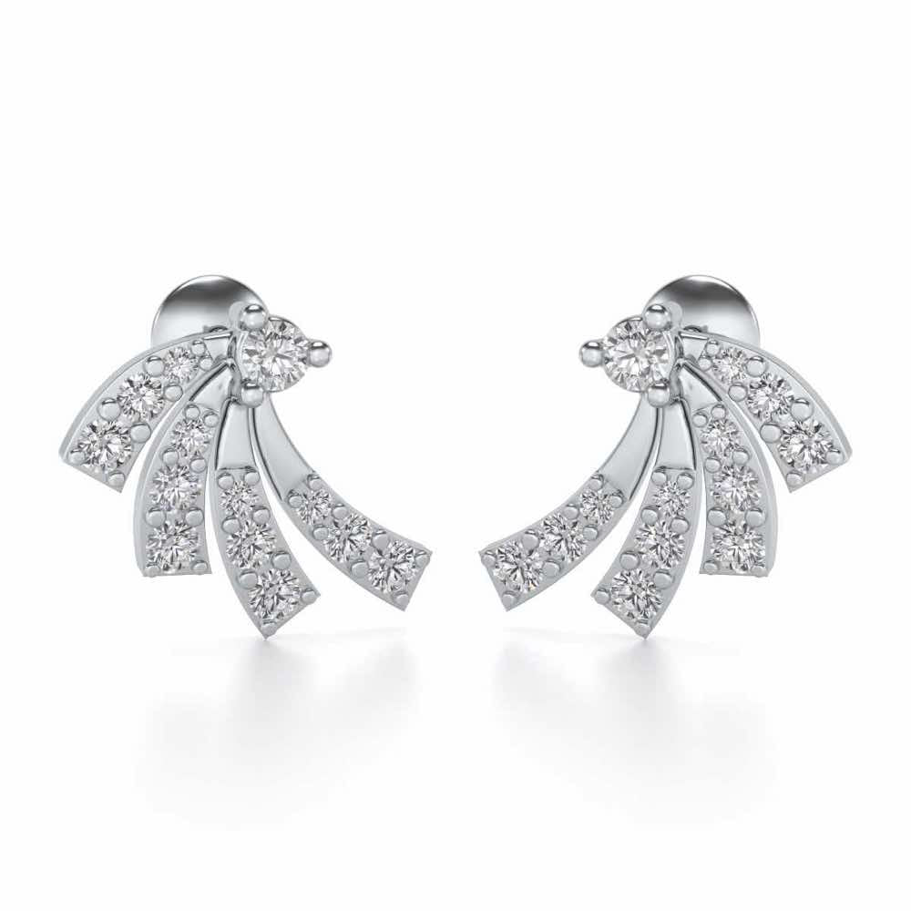 Spiral Streaks Silver Earrings - White Gold - Image 1