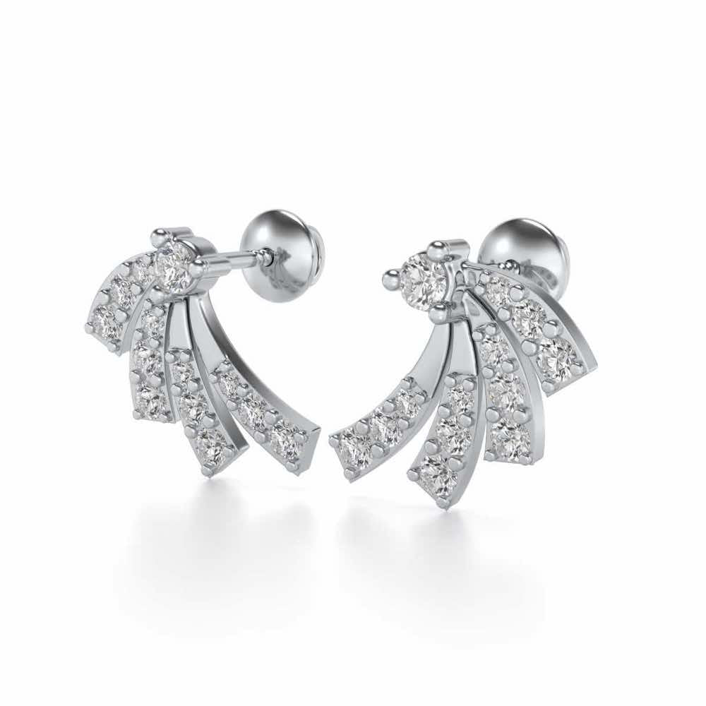 Spiral Streaks Silver Earrings - White Gold - Image 3