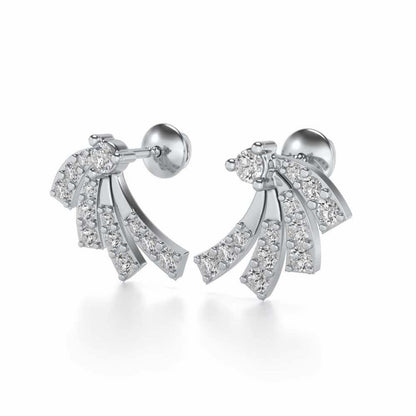 Spiral Streaks Silver Earrings - White Gold - Image 3
