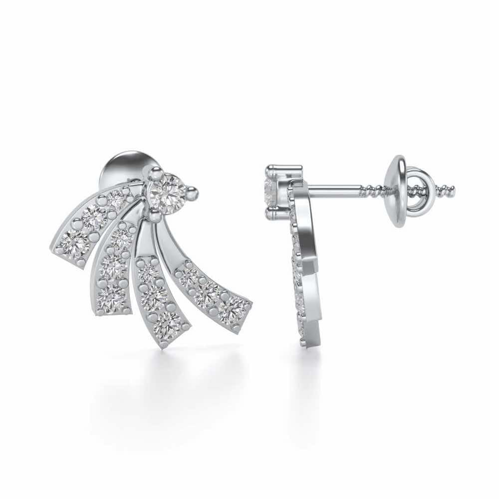 Spiral Streaks Silver Earrings - White Gold - Image 4