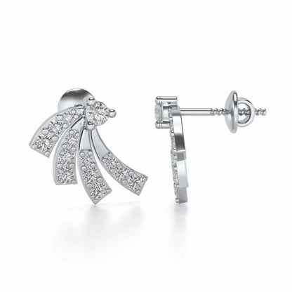 Spiral Streaks Silver Earrings - White Gold - Image 4