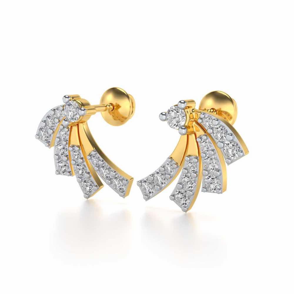 Spiral Streaks Silver Earrings - Yellow Gold - Image 3