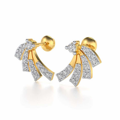 Spiral Streaks Silver Earrings - Yellow Gold - Image 3