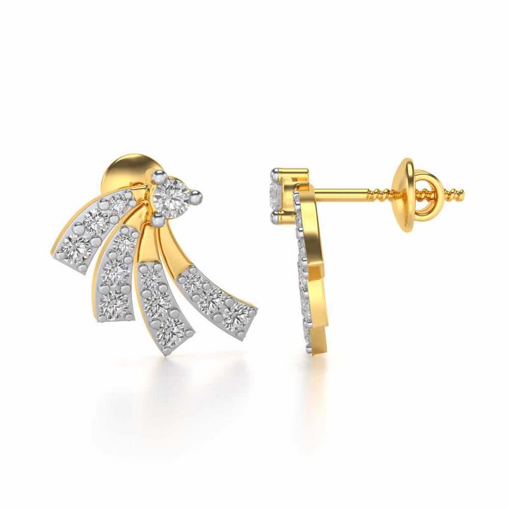 Spiral Streaks Silver Earrings - Yellow Gold - Image 4