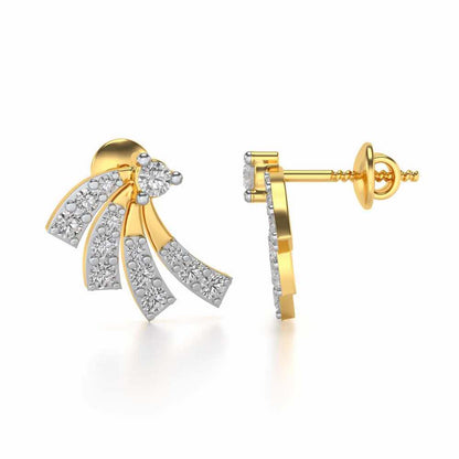 Spiral Streaks Silver Earrings - Yellow Gold - Image 4