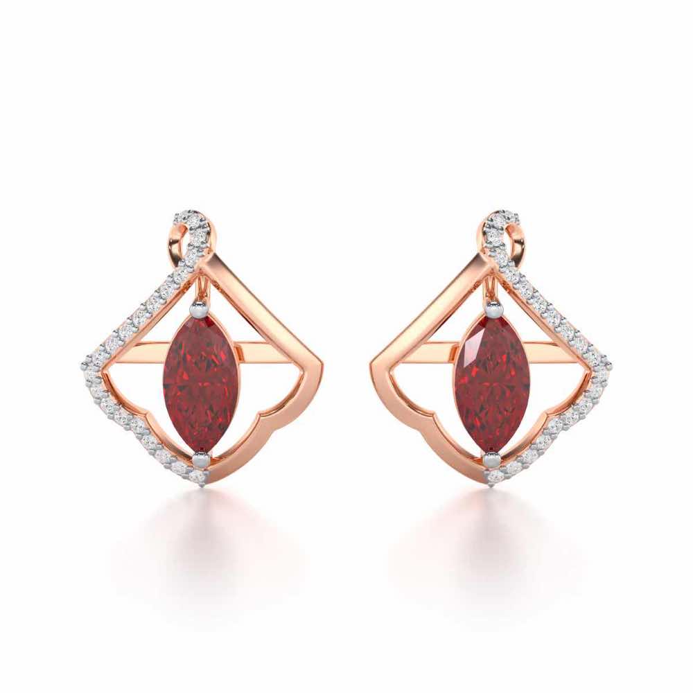 Splendid Sonata Garnet Silver Earrings - Rose Gold - Image 1