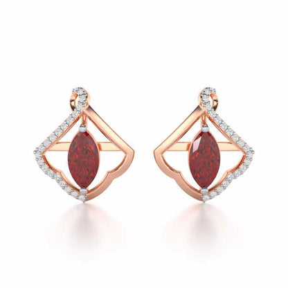 Splendid Sonata Garnet Silver Earrings - Rose Gold - Image 1