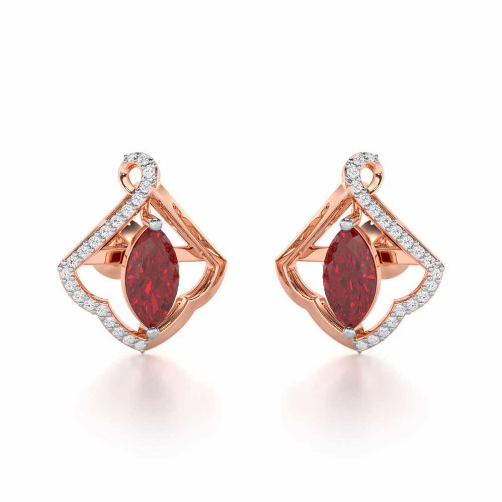 Splendid Sonata Garnet Silver Earrings - Rose Gold - Image 2