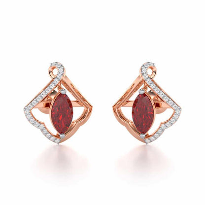 Splendid Sonata Garnet Silver Earrings - Rose Gold - Image 2