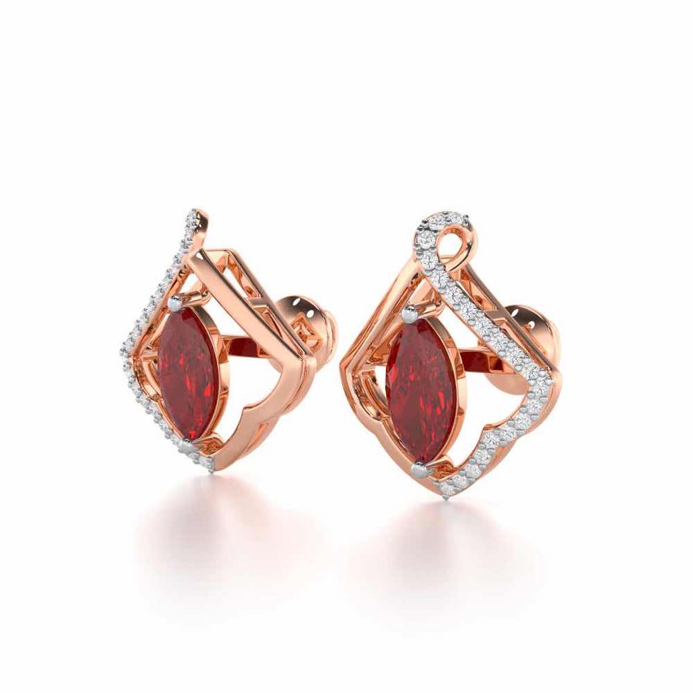 Splendid Sonata Garnet Silver Earrings - Rose Gold - Image 3