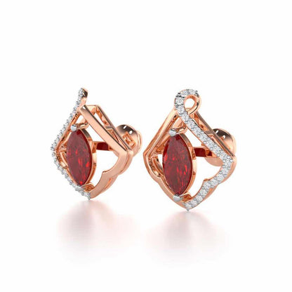 Splendid Sonata Garnet Silver Earrings - Rose Gold - Image 3
