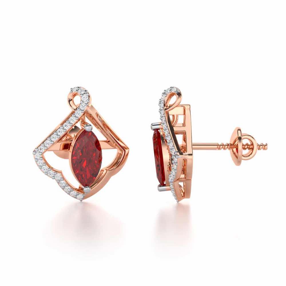 Splendid Sonata Garnet Silver Earrings - Rose Gold - Image 4