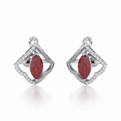 Splendid Sonata Garnet Silver Earrings - White Gold - Image 2