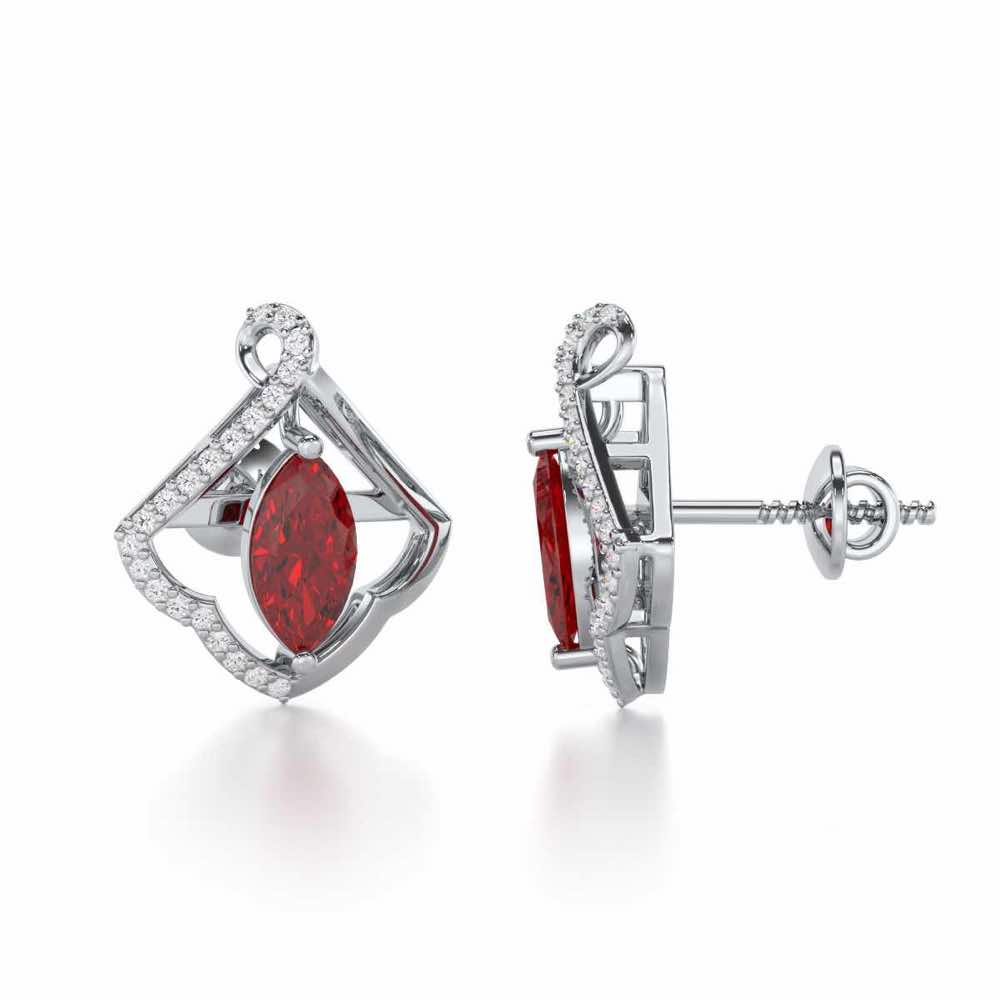 Splendid Sonata Garnet Silver Earrings - White Gold - Image 4
