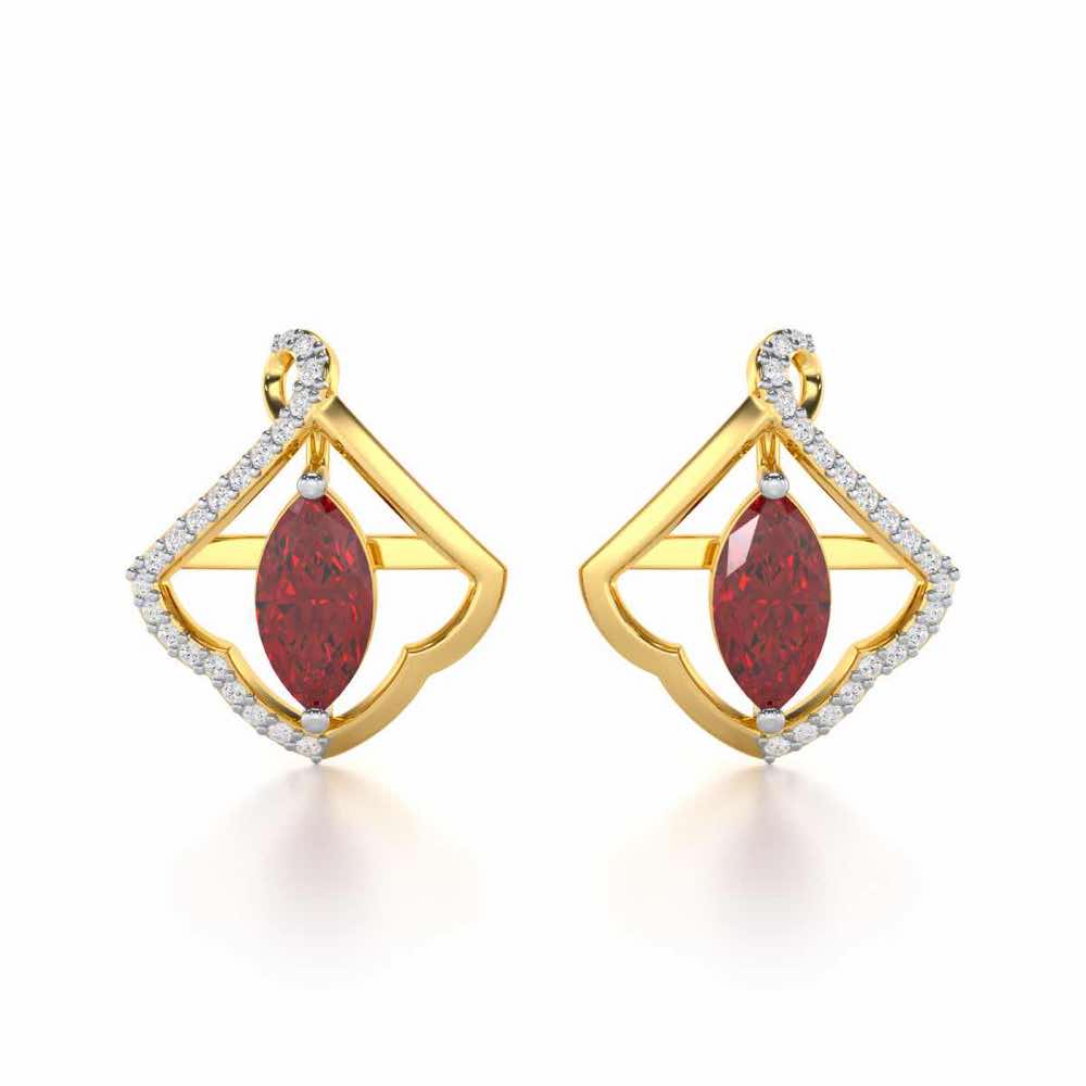 Splendid Sonata Garnet Silver Earrings - Yellow Gold - Image 1