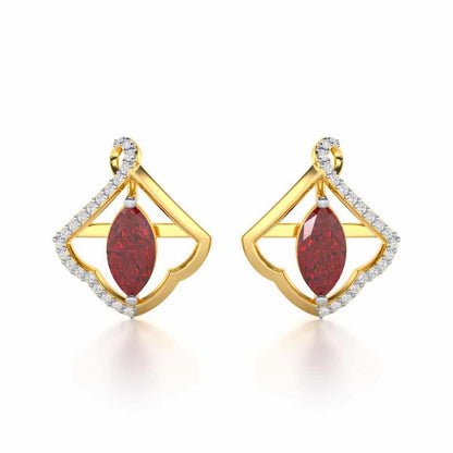 Splendid Sonata Garnet Silver Earrings - Yellow Gold - Image 1
