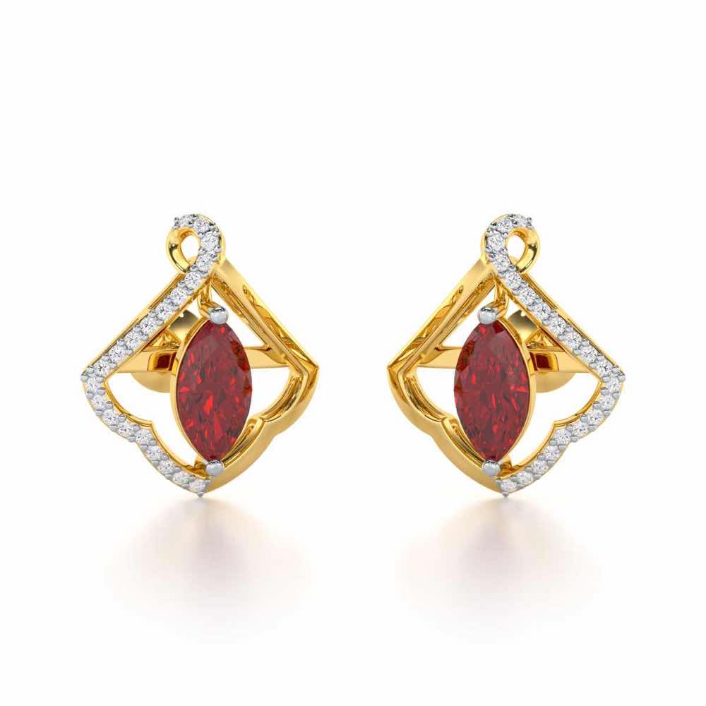 Splendid Sonata Garnet Silver Earrings - Yellow Gold - Image 2