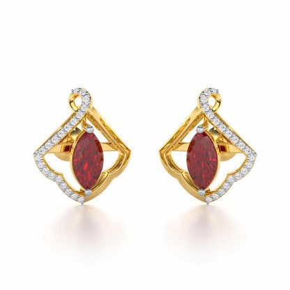 Splendid Sonata Garnet Silver Earrings - Yellow Gold - Image 2