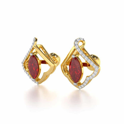 Splendid Sonata Garnet Silver Earrings - Yellow Gold - Image 3