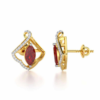 Splendid Sonata Garnet Silver Earrings - Yellow Gold - Image 4