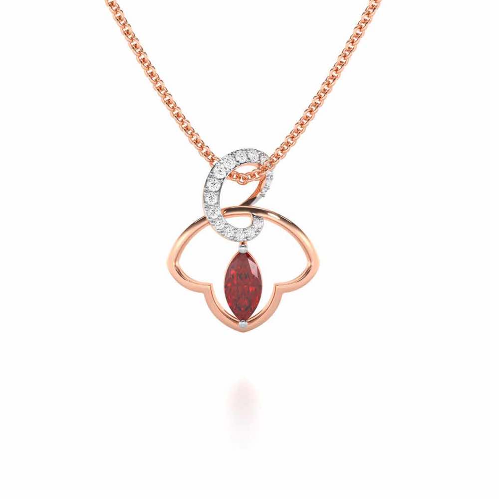 Splendid Sonata Garnet Silver Pendant - Rose Gold - Image 2