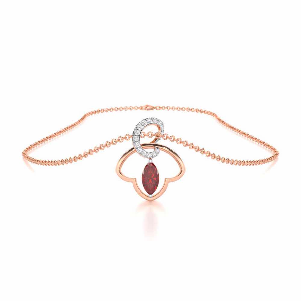 Splendid Sonata Garnet Silver Pendant - Rose Gold - Image 3