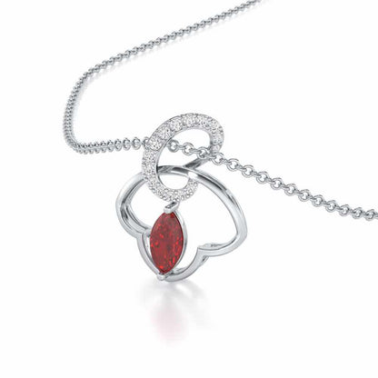 Splendid Sonata Garnet Silver Pendant - White Gold - Image 1