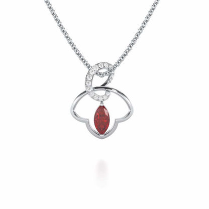 Splendid Sonata Garnet Silver Pendant - White Gold - Image 2