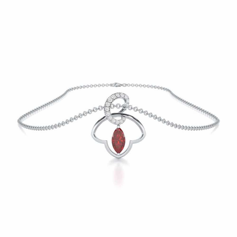 Splendid Sonata Garnet Silver Pendant - White Gold - Image 3