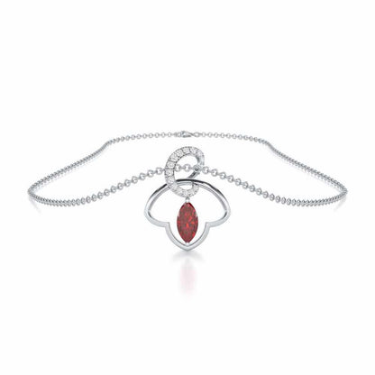 Splendid Sonata Garnet Silver Pendant - White Gold - Image 3