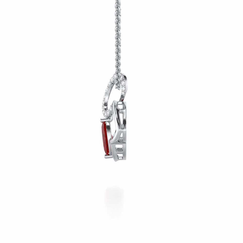 Splendid Sonata Garnet Silver Pendant - White Gold - Image 4