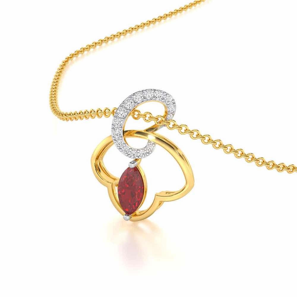 Splendid Sonata Garnet Silver Pendant - Yellow Gold - Image 1