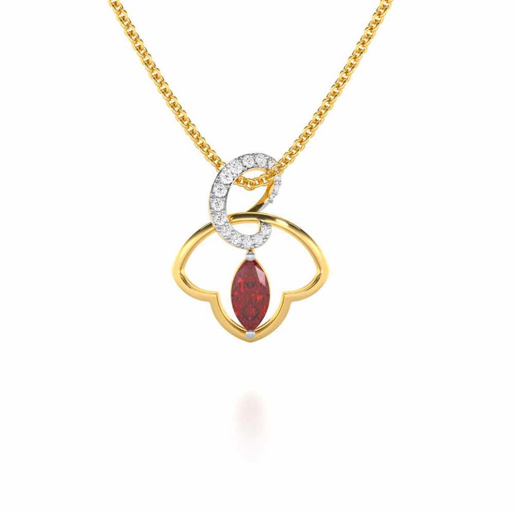 Splendid Sonata Garnet Silver Pendant - Yellow Gold - Image 2