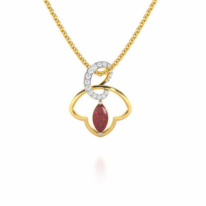 Splendid Sonata Garnet Silver Pendant - Yellow Gold - Image 2