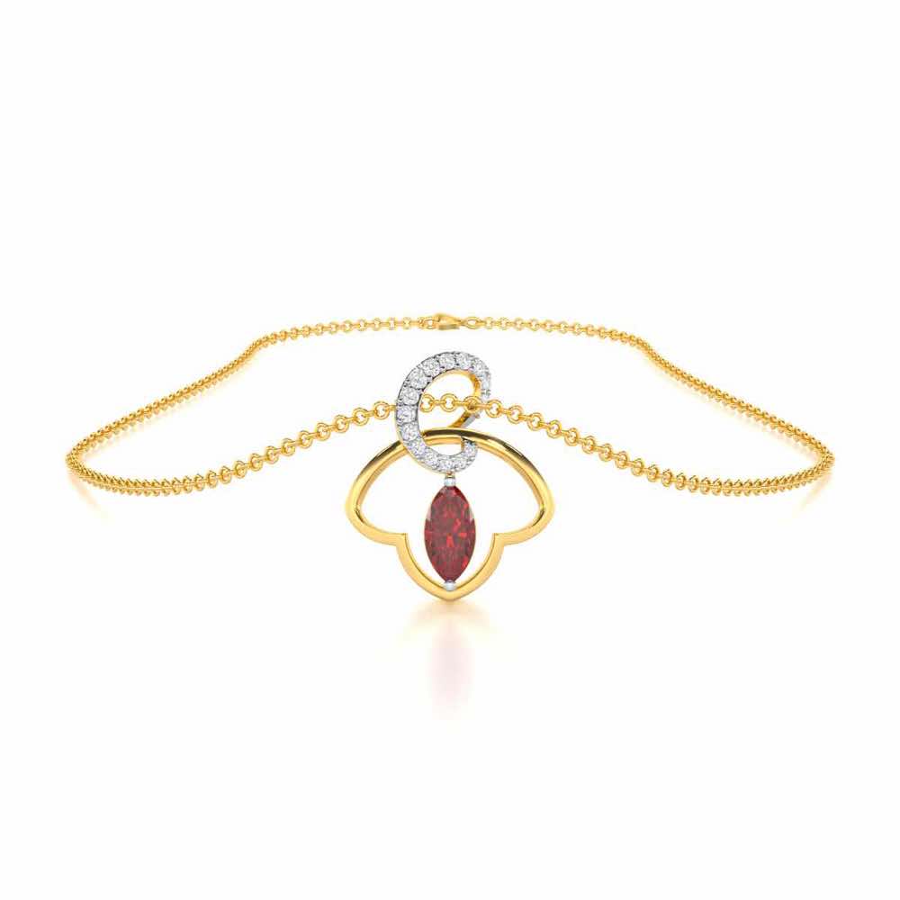 Splendid Sonata Garnet Silver Pendant - Yellow Gold - Image 3