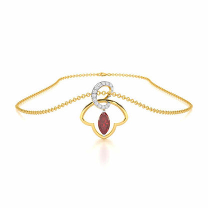Splendid Sonata Garnet Silver Pendant - Yellow Gold - Image 3