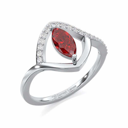 Splendid Sonata Garnet Silver Rings - White Gold - Image 1