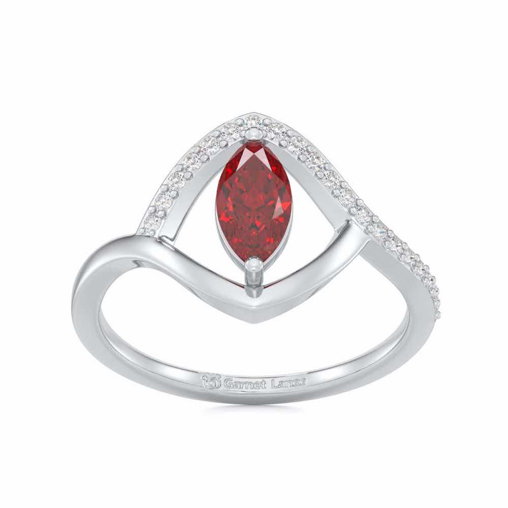 Splendid Sonata Garnet Silver Rings - White Gold - Image 2