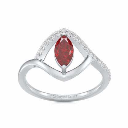 Splendid Sonata Garnet Silver Rings - White Gold - Image 2