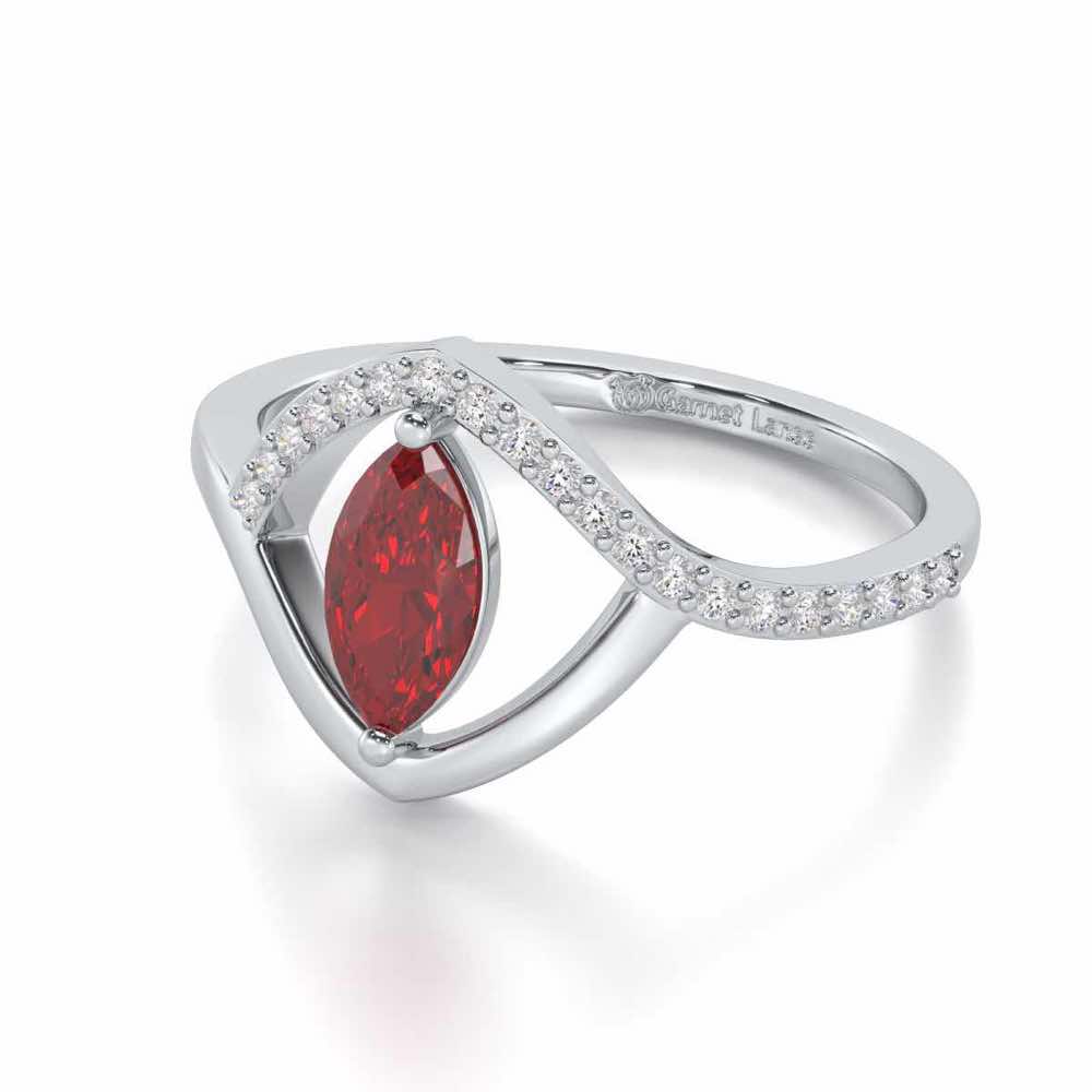 Splendid Sonata Garnet Silver Rings - White Gold - Image 3