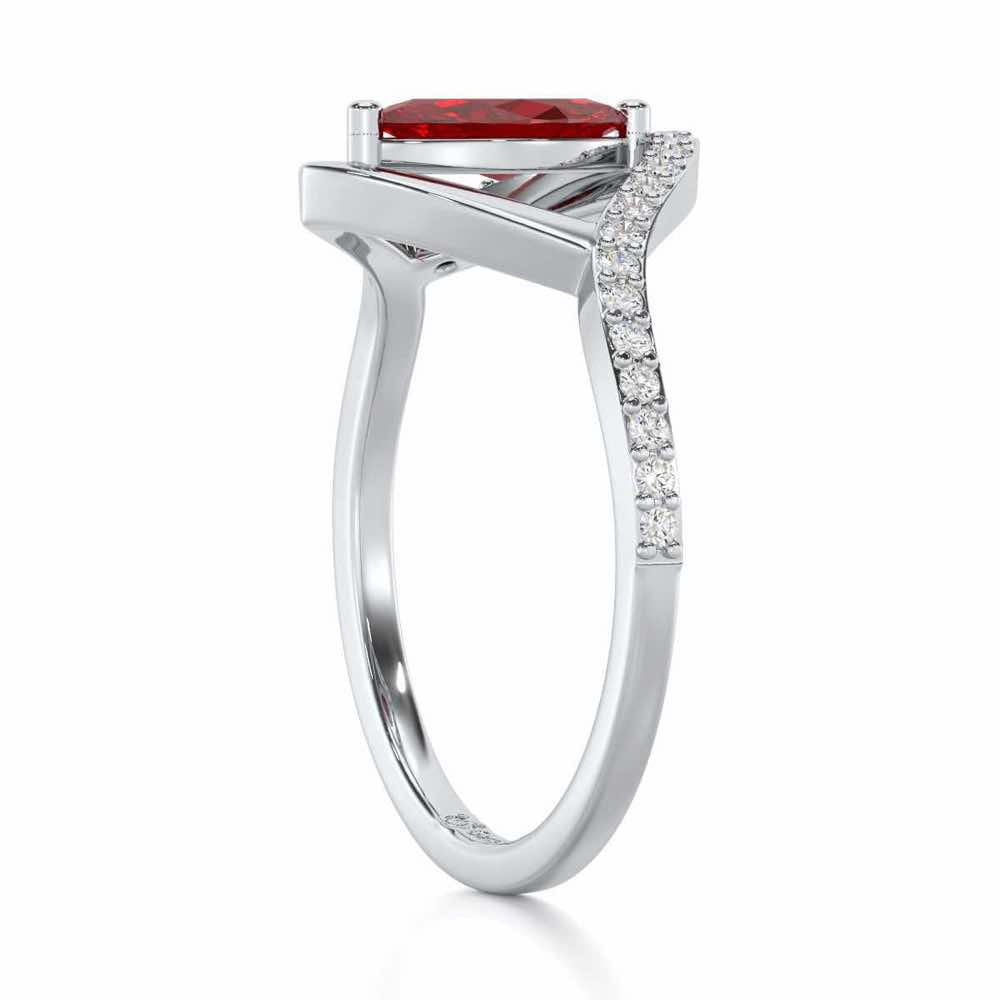 Splendid Sonata Garnet Silver Rings - White Gold - Image 4