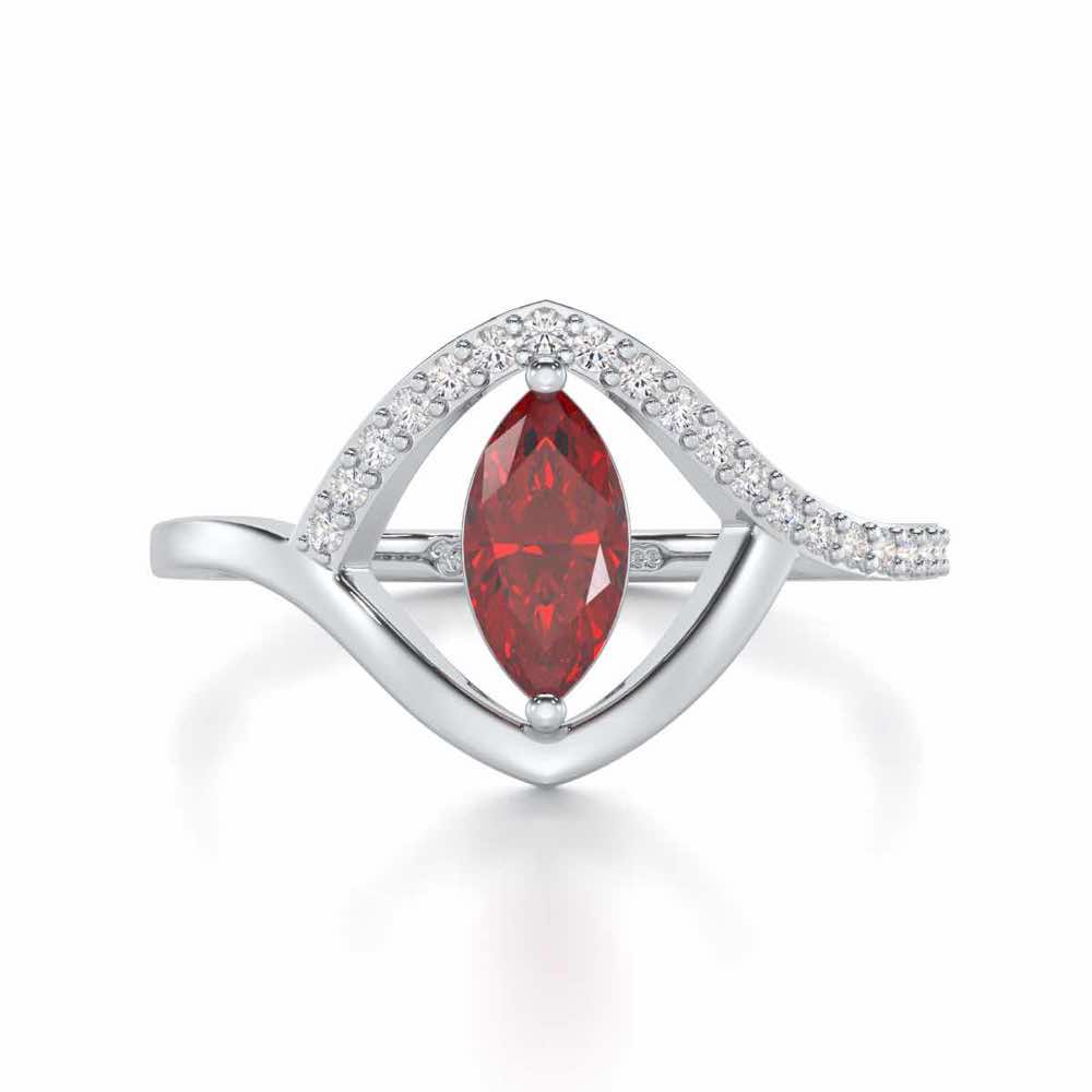 Splendid Sonata Garnet Silver Rings - White Gold - Image 5