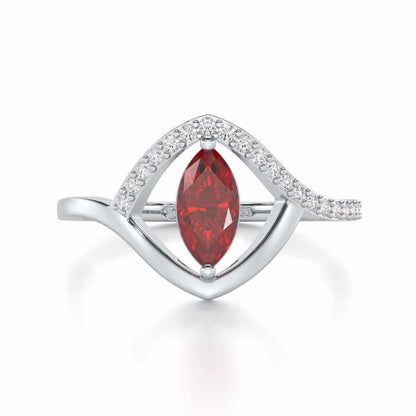 Splendid Sonata Garnet Silver Rings - White Gold - Image 5