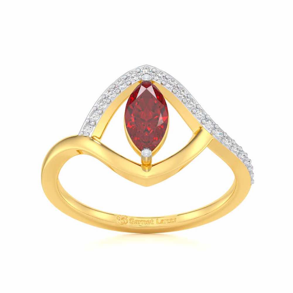 Splendid Sonata Garnet Silver Rings - Yellow Gold - Image 2