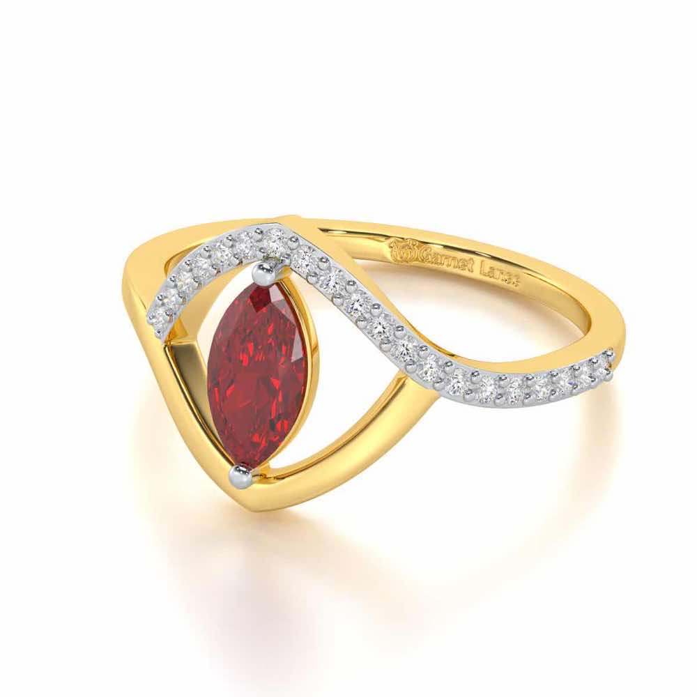 Splendid Sonata Garnet Silver Rings - Yellow Gold - Image 3