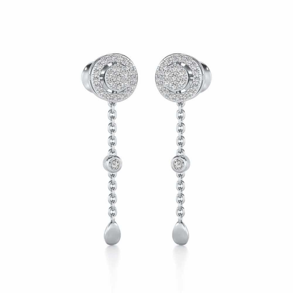 Splendor Eye Silver Earrings - White Gold - Image 2