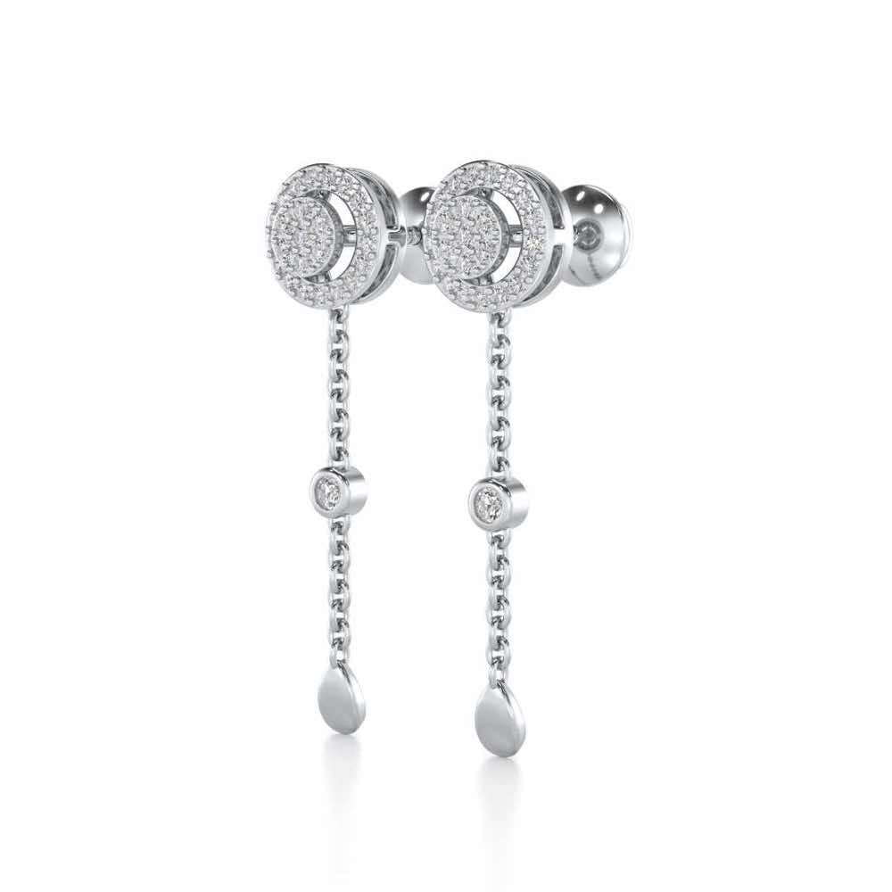 Splendor Eye Silver Earrings - White Gold - Image 3