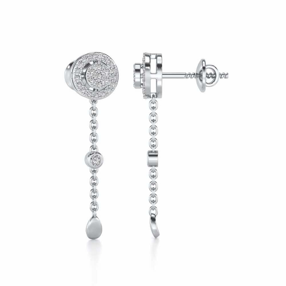 Splendor Eye Silver Earrings - White Gold - Image 4